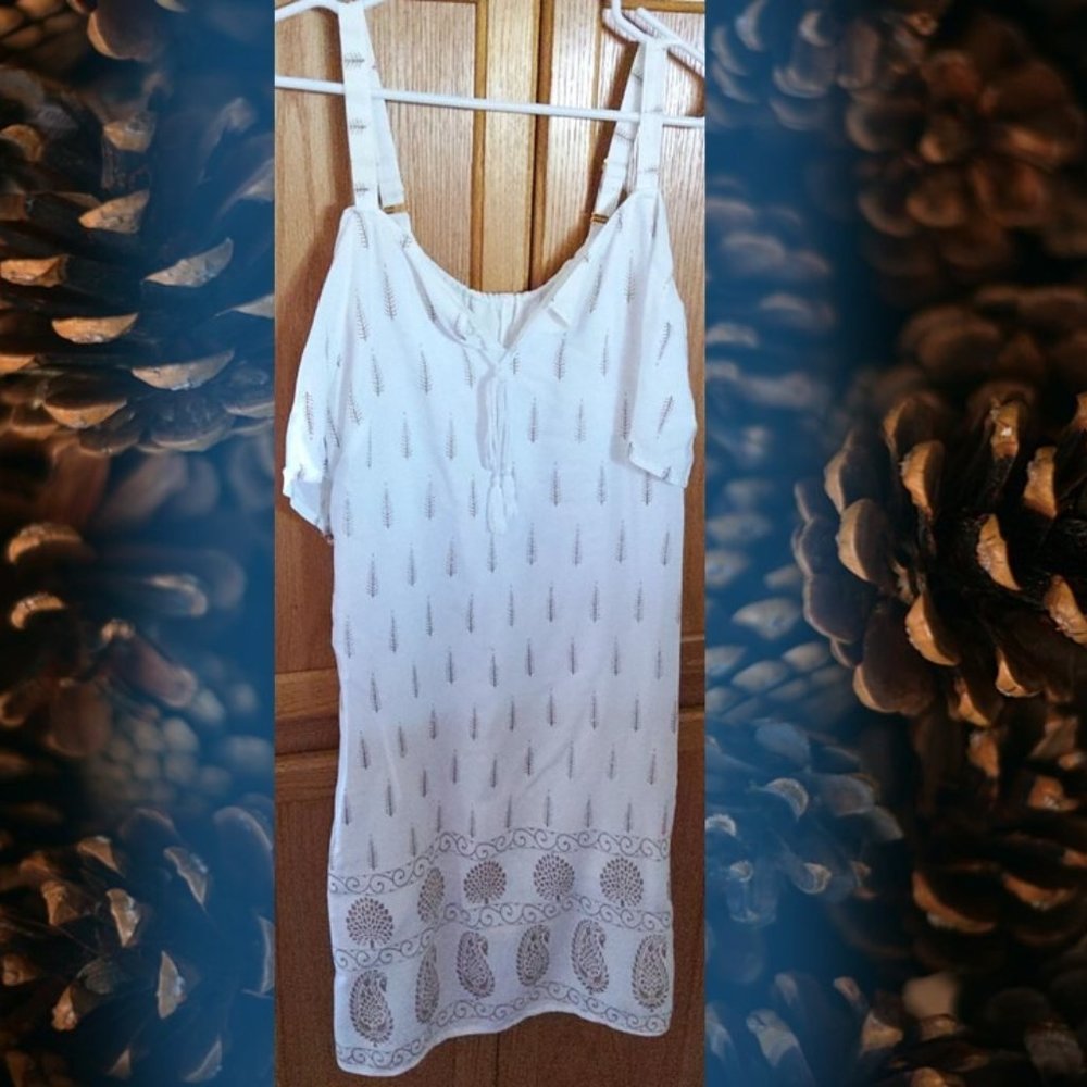 Forever 21 Bohemian Cold Shoulder Mini Dress Women's Size Medium NWOT